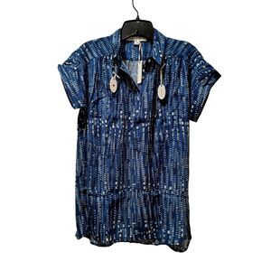Loyal Hana Shannon Maternity Nursing Top S Blue Box Print Collar Blouse New NWT